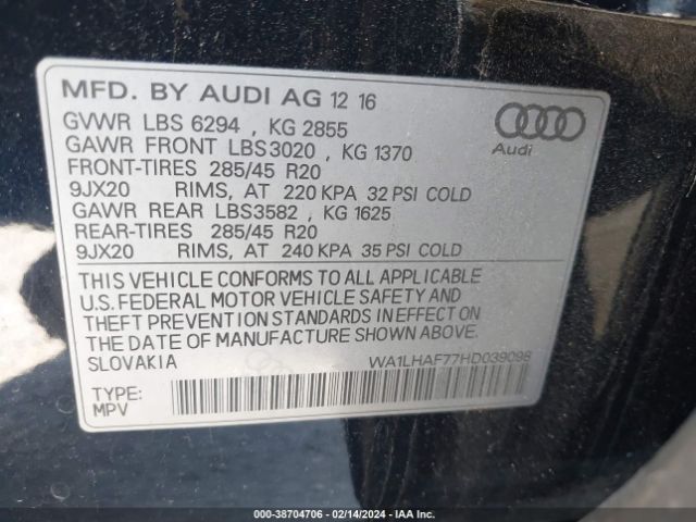 Photo 8 VIN: WA1LHAF77HD039098 - AUDI Q7 