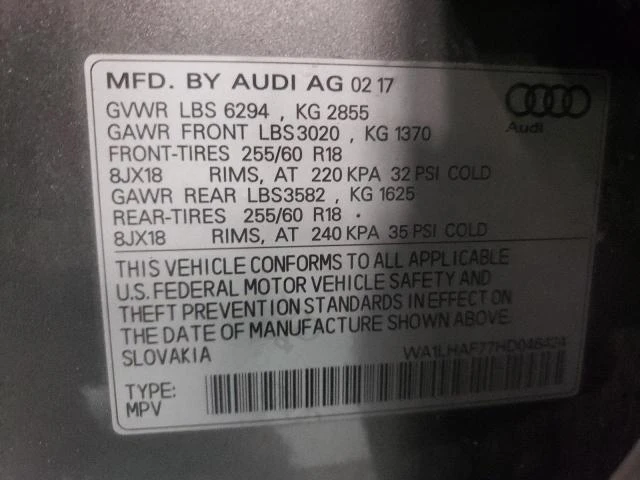 Photo 12 VIN: WA1LHAF77HD046424 - AUDI Q7 PREMIUM 