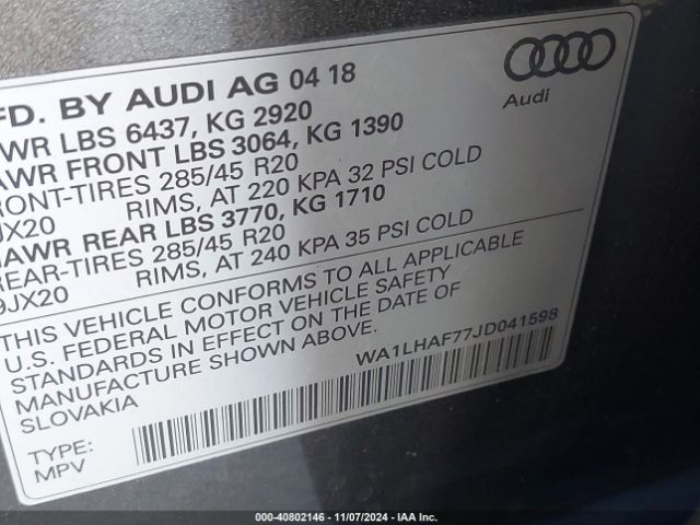 Photo 8 VIN: WA1LHAF77JD041598 - AUDI Q7 