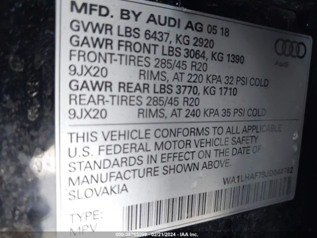 Photo 8 VIN: WA1LHAF79JD044762 - AUDI Q7 PREMIUM 