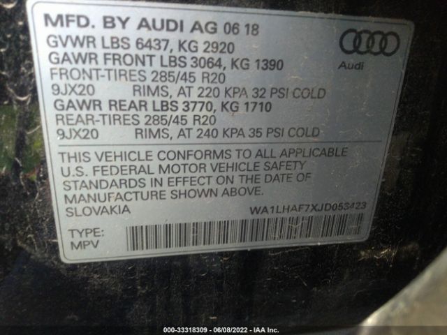 Photo 8 VIN: WA1LHAF7XJD053423 - AUDI Q7 