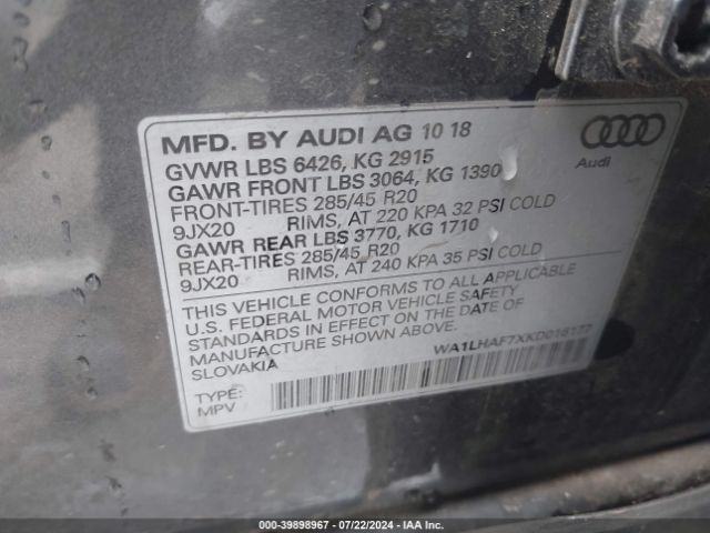 Photo 8 VIN: WA1LHAF7XKD016177 - AUDI Q7 