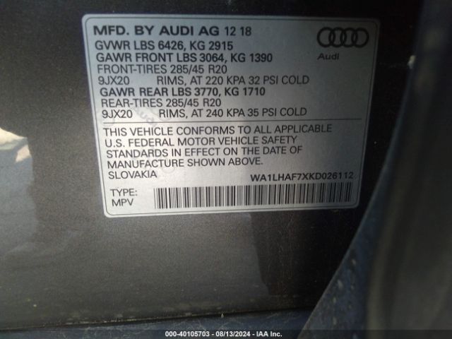 Photo 8 VIN: WA1LHAF7XKD026112 - AUDI Q7 