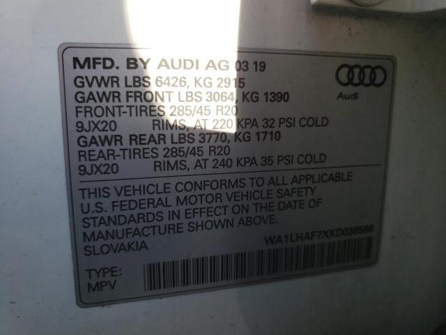 Photo 9 VIN: WA1LHAF7XKD038566 - AUDI Q7 PREMIUM 