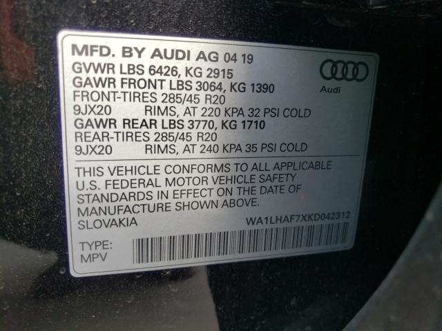 Photo 9 VIN: WA1LHAF7XKD042312 - AUDI Q7 PREMIUM 