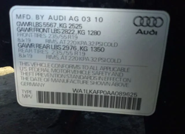 Photo 8 VIN: WA1LKAFP0AA089625 - AUDI Q5 