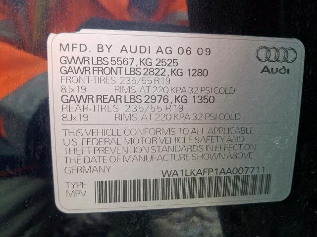 Photo 9 VIN: WA1LKAFP1AA007711 - AUDI Q5 PREMIUM 