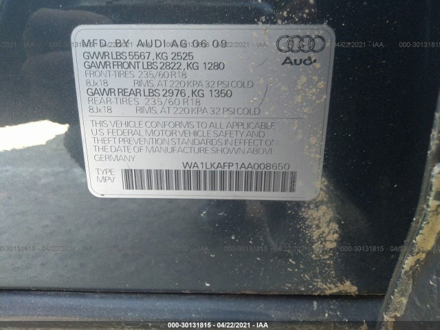 Photo 8 VIN: WA1LKAFP1AA008650 - AUDI Q5 