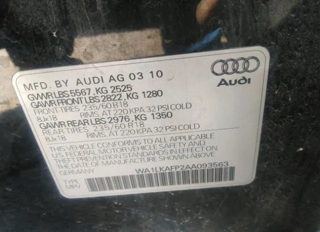 Photo 8 VIN: WA1LKAFP2AA093563 - AUDI Q5 