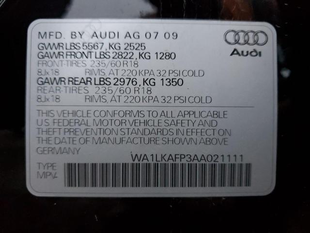 Photo 11 VIN: WA1LKAFP3AA021111 - AUDI Q5 PREMIUM 