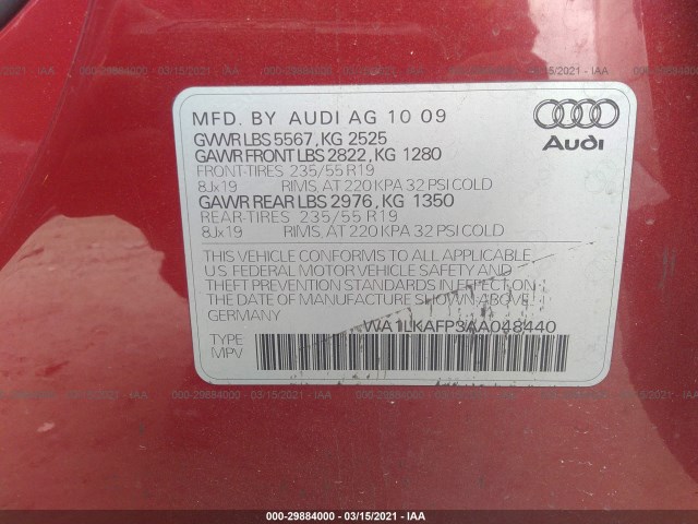 Photo 8 VIN: WA1LKAFP3AA048440 - AUDI Q5 