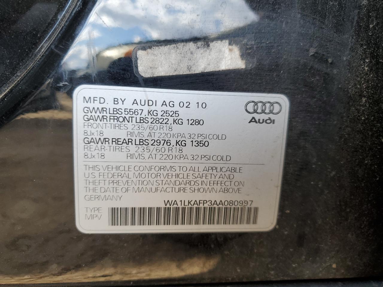 Photo 12 VIN: WA1LKAFP3AA080997 - AUDI Q5 