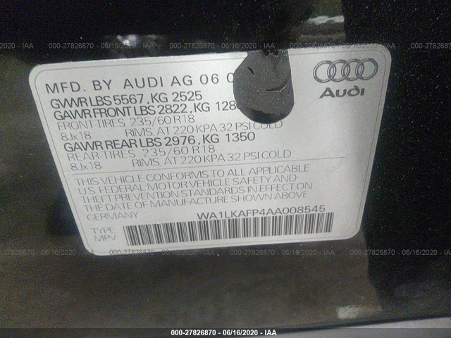 Photo 8 VIN: WA1LKAFP4AA008545 - AUDI Q5 