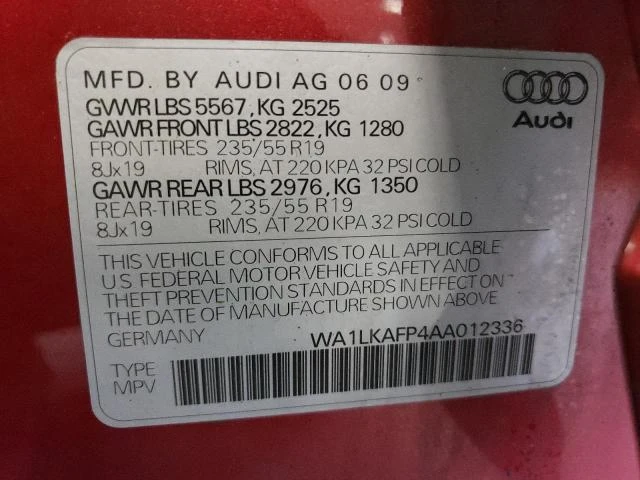 Photo 12 VIN: WA1LKAFP4AA012336 - AUDI Q5 PREMIUM 