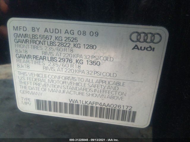 Photo 8 VIN: WA1LKAFP4AA026172 - AUDI Q5 