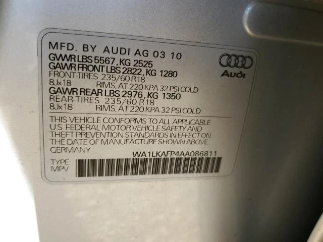 Photo 12 VIN: WA1LKAFP4AA086811 - AUDI Q5 PREMIUM 