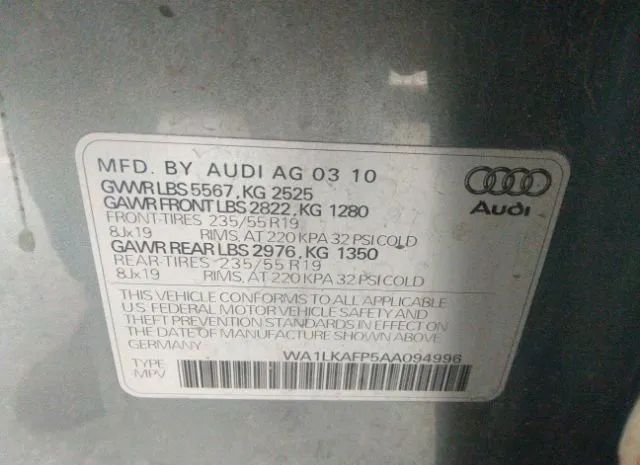 Photo 8 VIN: WA1LKAFP5AA094996 - AUDI Q5 