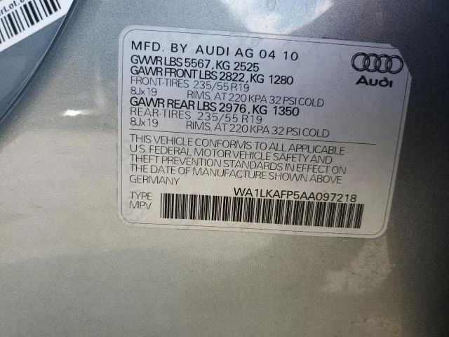 Photo 12 VIN: WA1LKAFP5AA097218 - AUDI Q5 PREMIUM 