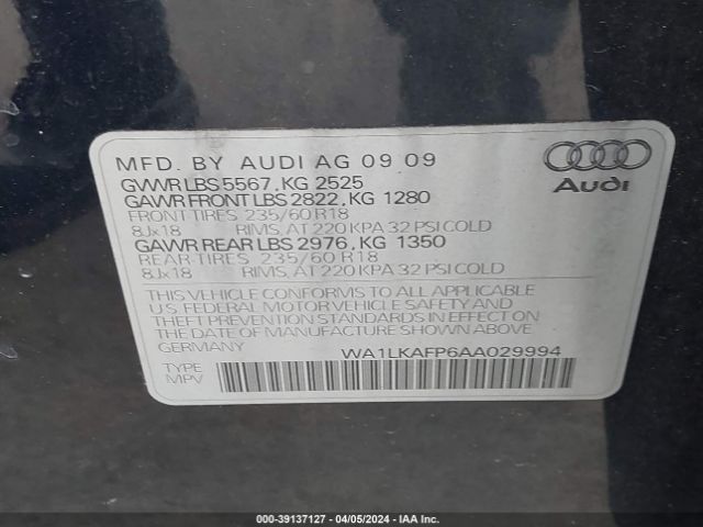 Photo 8 VIN: WA1LKAFP6AA029994 - AUDI Q5 