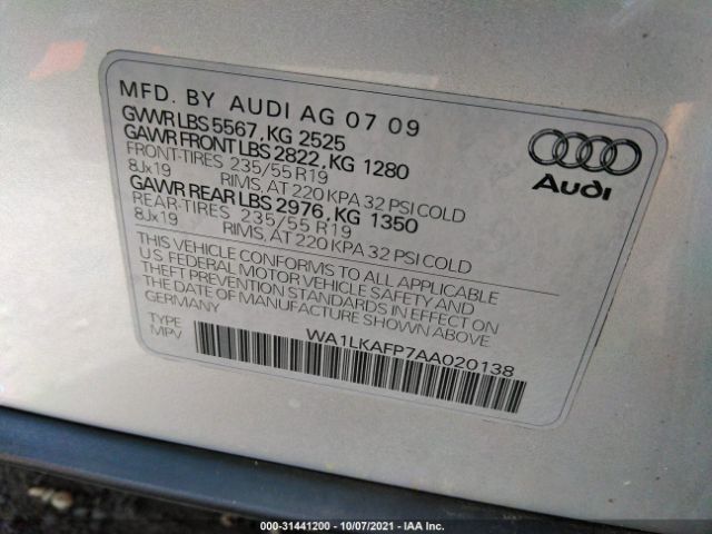 Photo 8 VIN: WA1LKAFP7AA020138 - AUDI Q5 