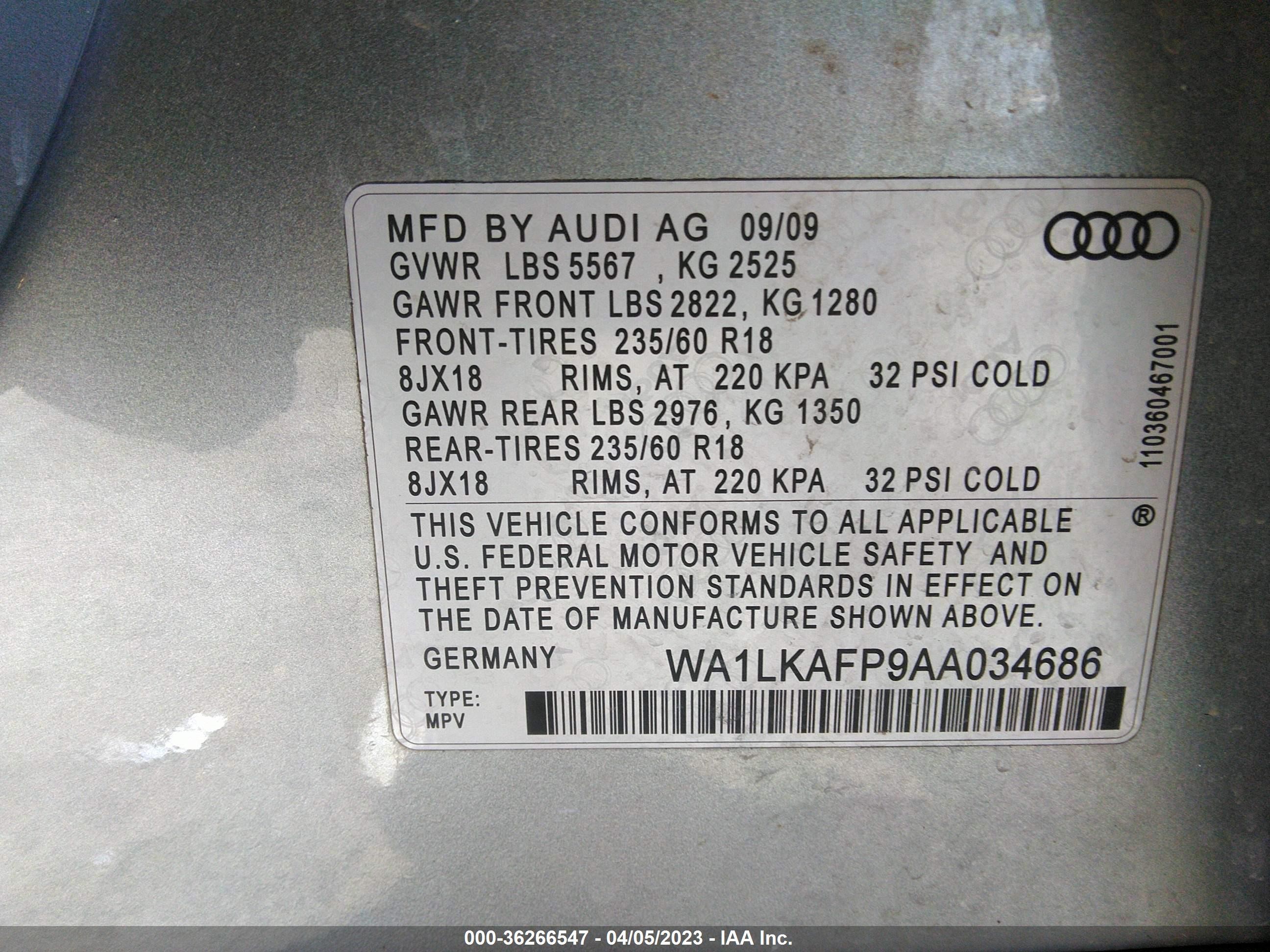 Photo 8 VIN: WA1LKAFP9AA034686 - AUDI Q5 