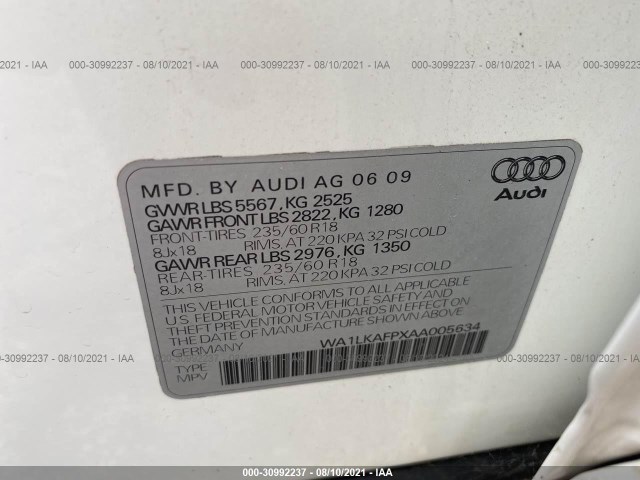 Photo 8 VIN: WA1LKAFPXAA005634 - AUDI Q5 