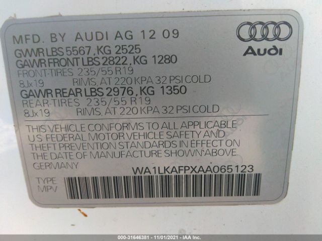 Photo 8 VIN: WA1LKAFPXAA065123 - AUDI Q5 