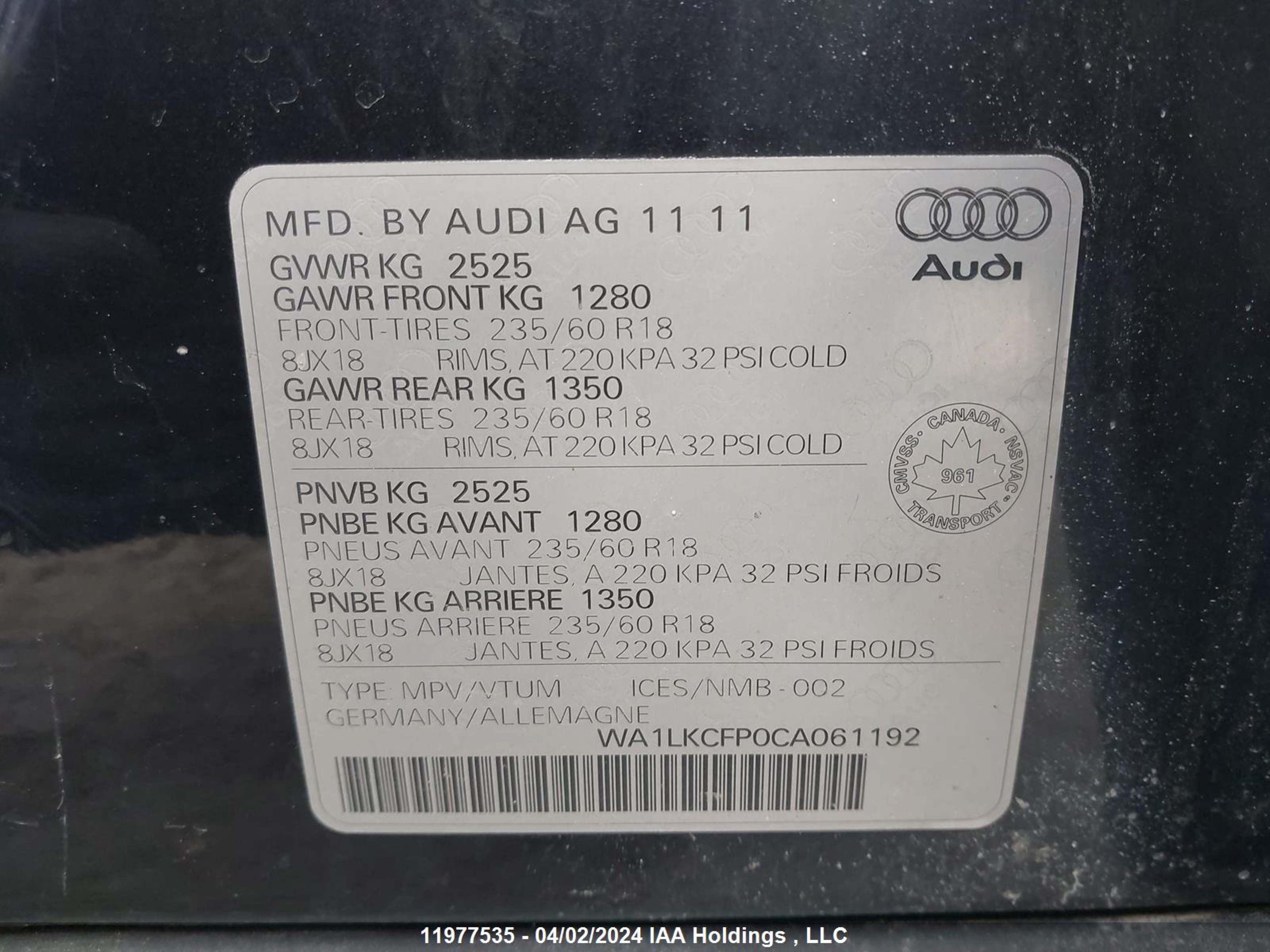 Photo 8 VIN: WA1LKCFP0CA061192 - AUDI Q5 