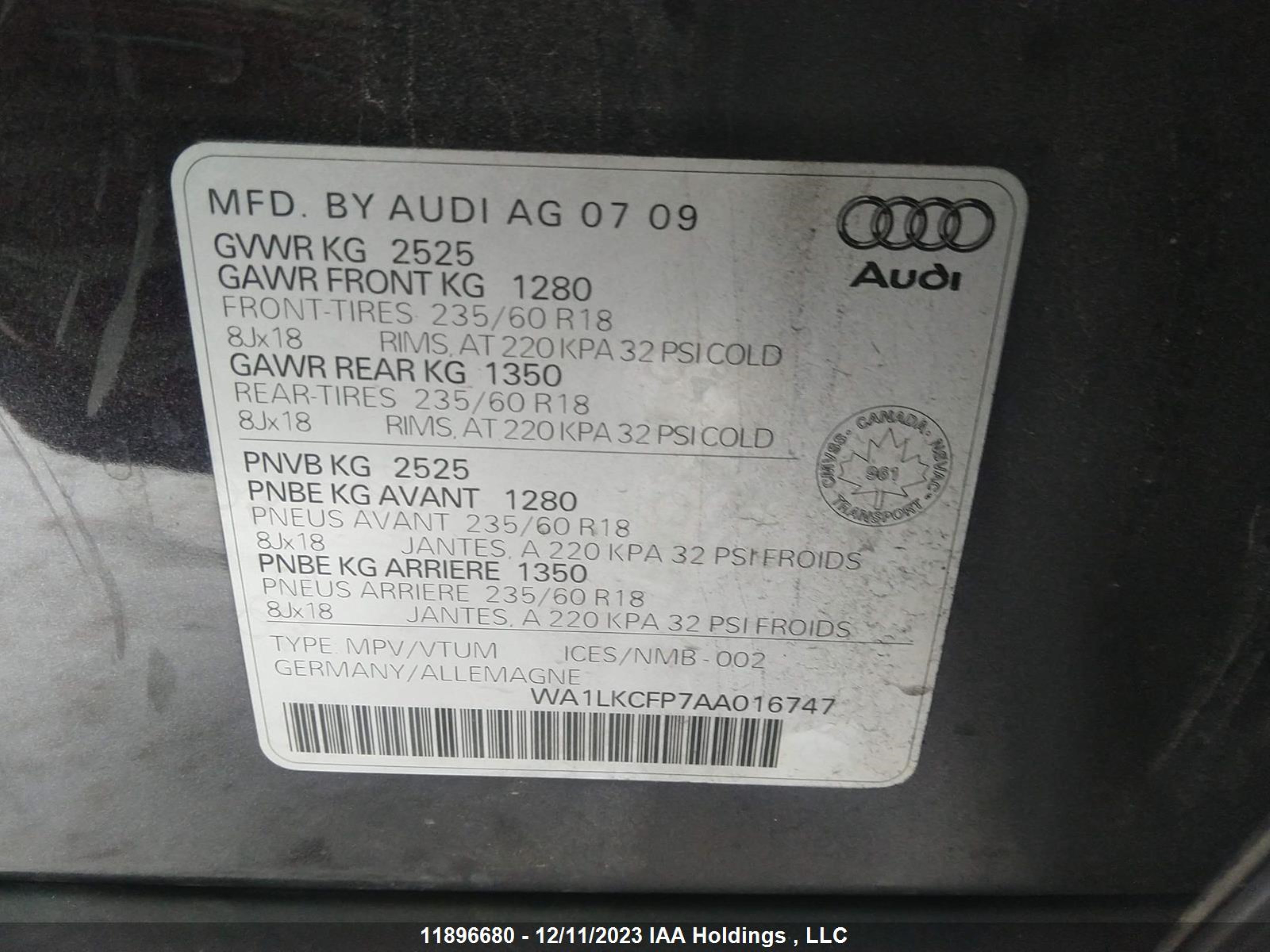 Photo 8 VIN: WA1LKCFP7AA016747 - AUDI Q5 