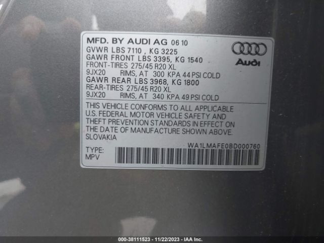 Photo 8 VIN: WA1LMAFE0BD000760 - AUDI Q7 