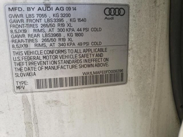 Photo 11 VIN: WA1LMAFE0FD008296 - AUDI Q7 TDI PRE 