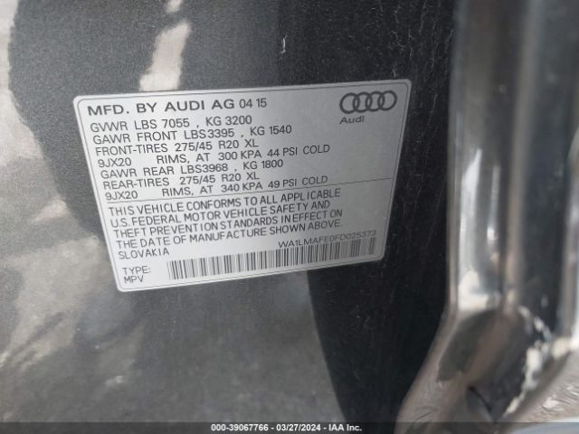 Photo 8 VIN: WA1LMAFE0FD025373 - AUDI Q7 