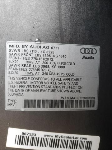 Photo 13 VIN: WA1LMAFE1CD001319 - AUDI Q7 PREMIUM 