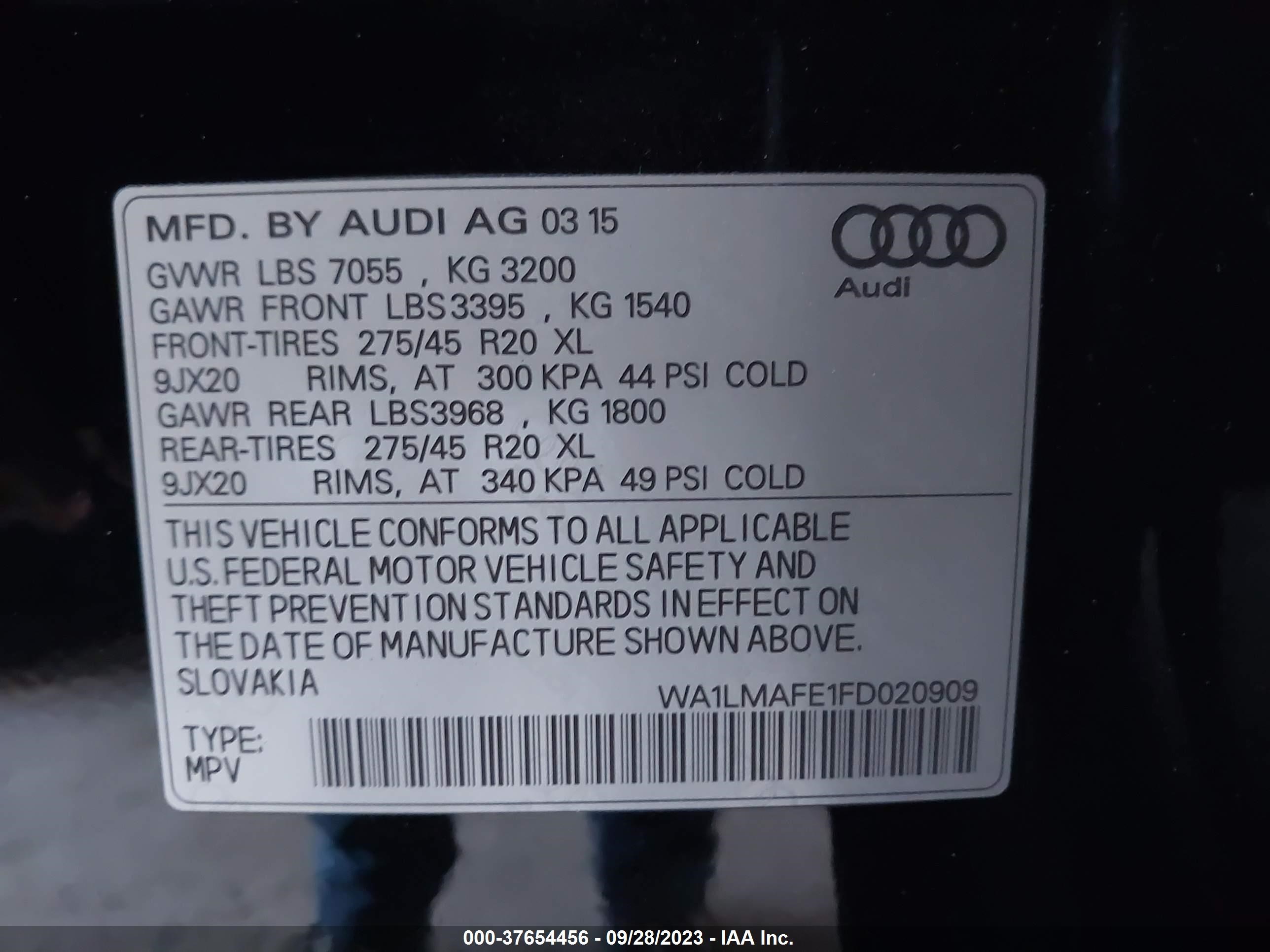 Photo 8 VIN: WA1LMAFE1FD020909 - AUDI Q7 