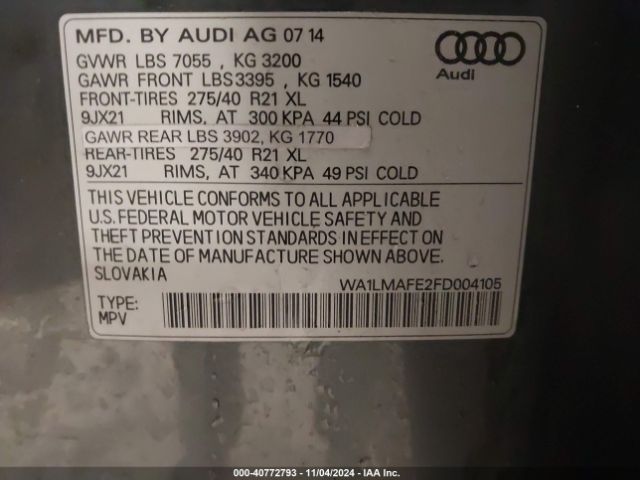 Photo 8 VIN: WA1LMAFE2FD004105 - AUDI Q7 