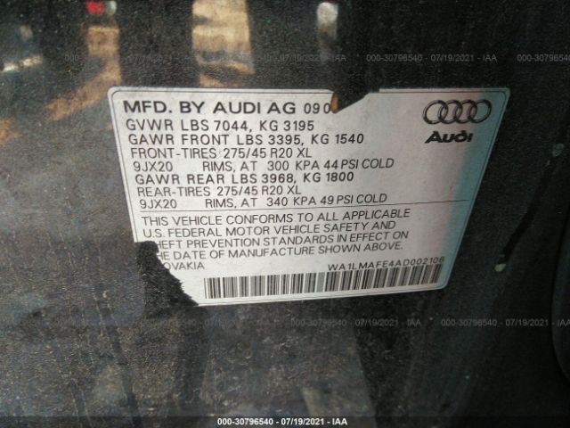 Photo 8 VIN: WA1LMAFE4AD002106 - AUDI Q7 