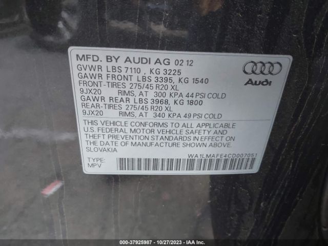 Photo 8 VIN: WA1LMAFE4CD007051 - AUDI Q7 