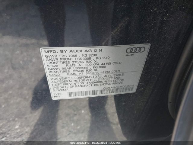 Photo 8 VIN: WA1LMAFE4FD013274 - AUDI Q7 