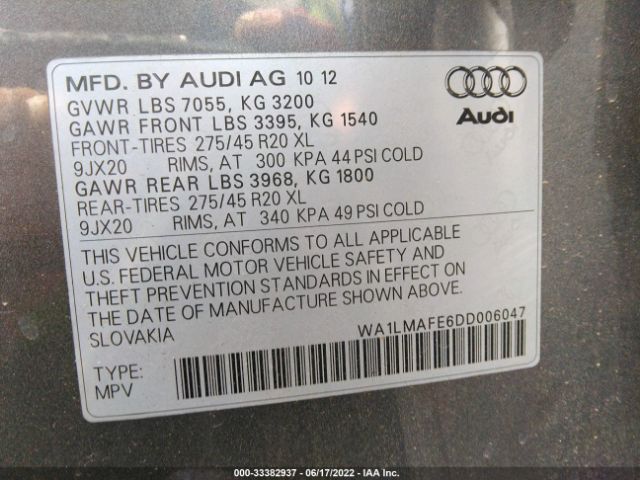 Photo 8 VIN: WA1LMAFE6DD006047 - AUDI Q7 