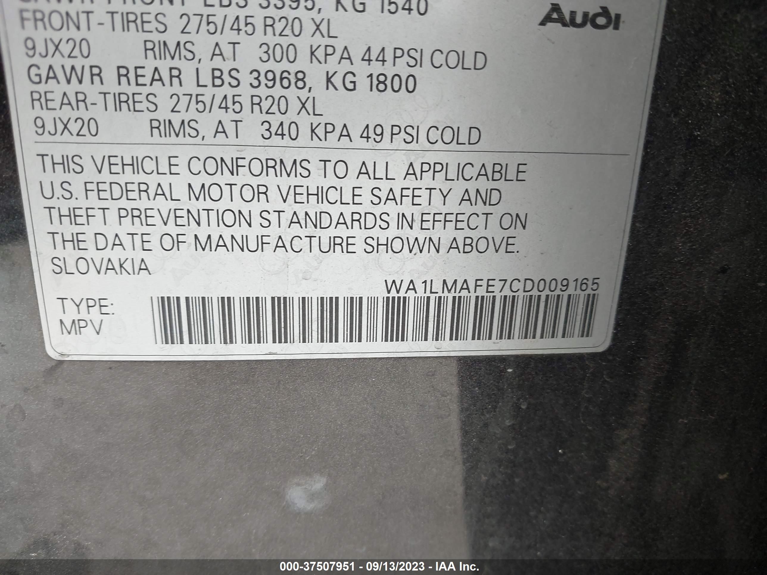 Photo 8 VIN: WA1LMAFE7CD009165 - AUDI Q7 