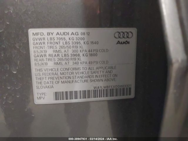 Photo 8 VIN: WA1LMBFEXDD003321 - AUDI Q7 