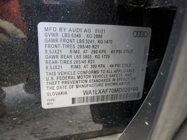 Photo 12 VIN: WA1LXAF70MD028196 - AUDI Q7 PREMIUM 