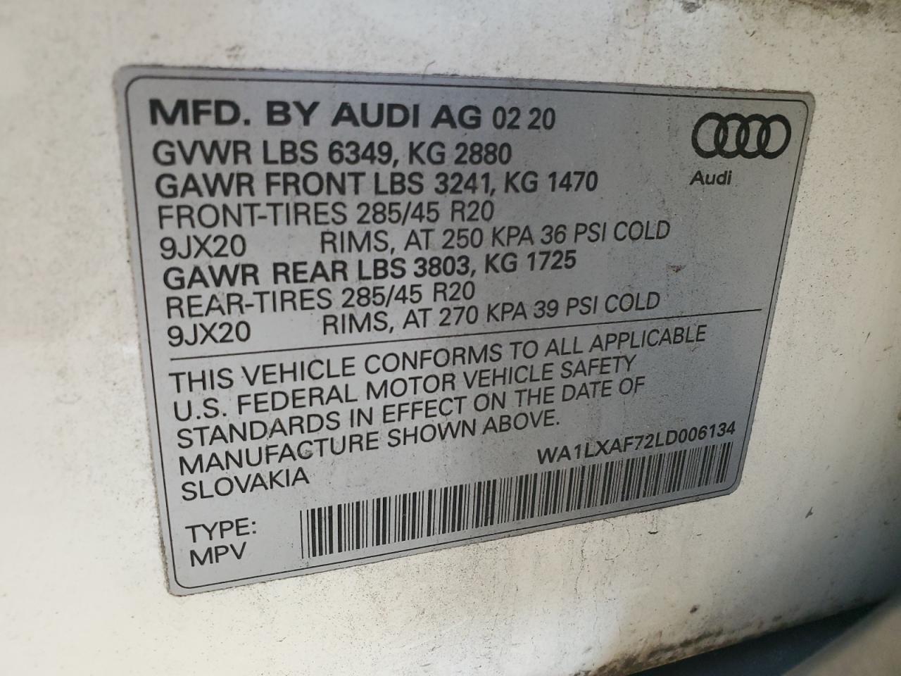 Photo 12 VIN: WA1LXAF72LD006134 - AUDI Q7 