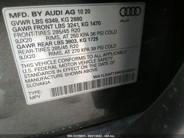 Photo 8 VIN: WA1LXAF72MD016325 - AUDI Q7 