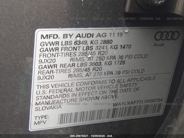 Photo 8 VIN: WA1LXAF77LD000734 - AUDI Q7 