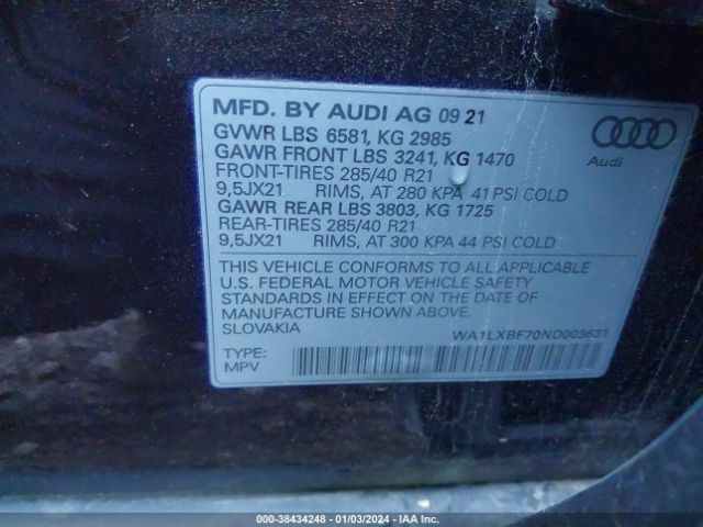 Photo 8 VIN: WA1LXBF70ND003631 - AUDI Q7 