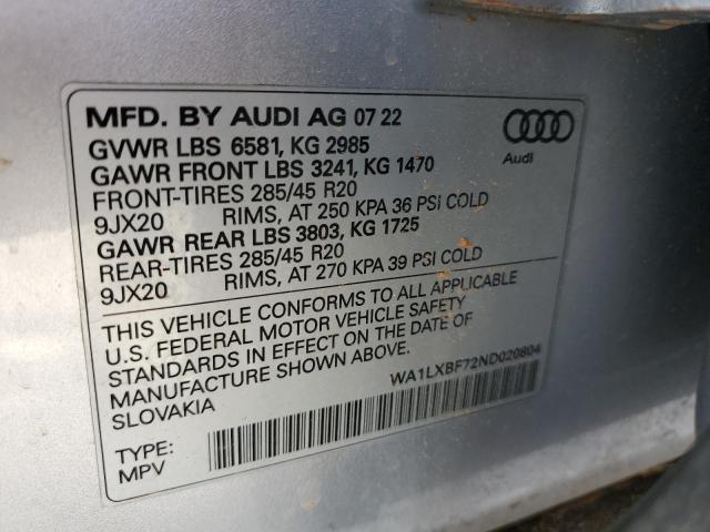 Photo 12 VIN: WA1LXBF72ND020804 - AUDI Q7 PREMIUM 