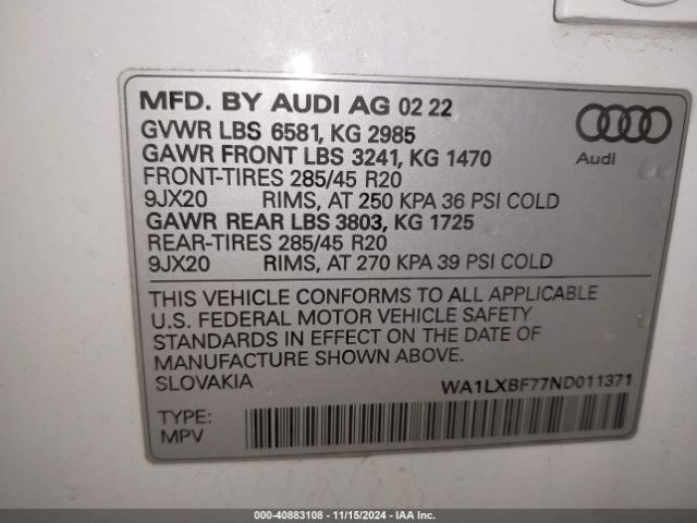 Photo 8 VIN: WA1LXBF77ND011371 - AUDI Q7 