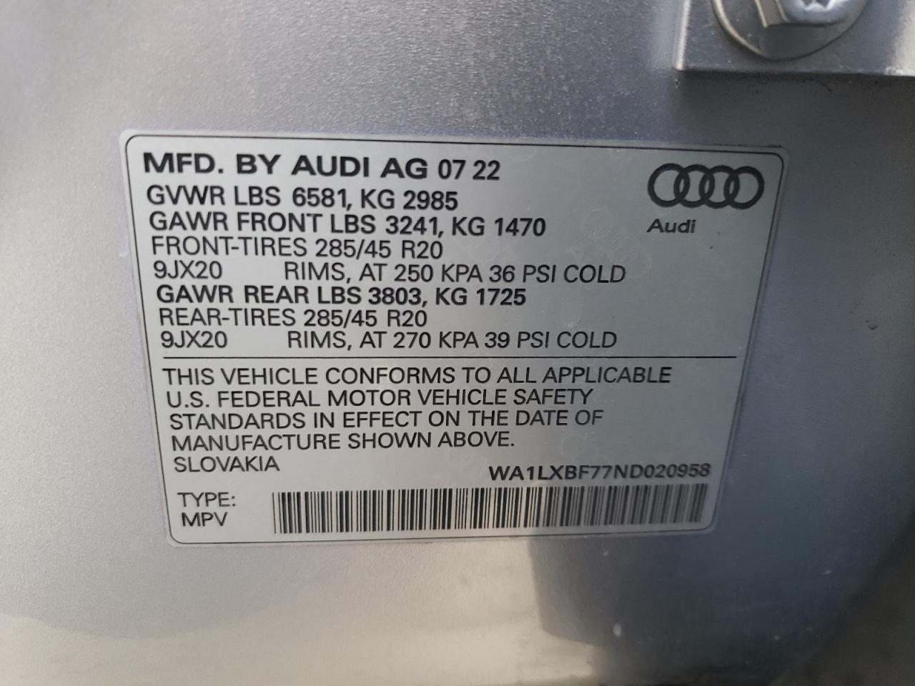 Photo 12 VIN: WA1LXBF77ND020958 - AUDI Q7 