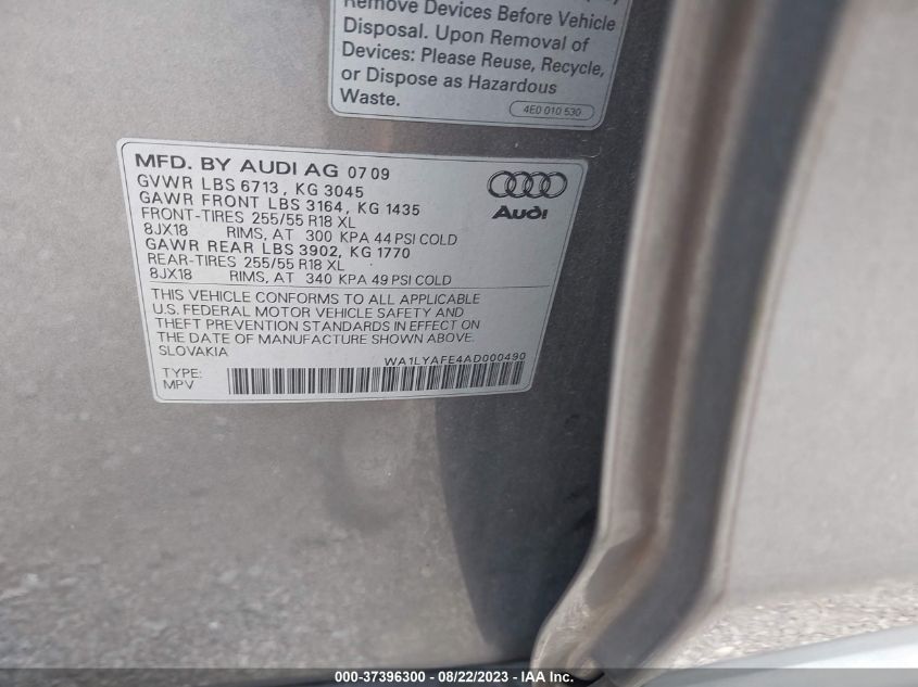 Photo 8 VIN: WA1LYAFE4AD000490 - AUDI Q7 